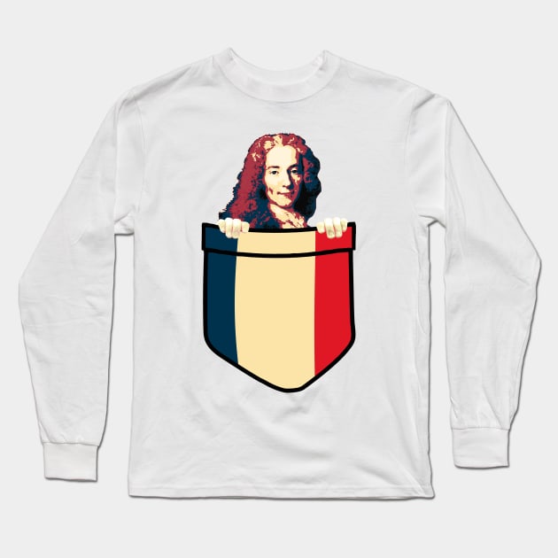 Voltaire In My Pocket Long Sleeve T-Shirt by Nerd_art